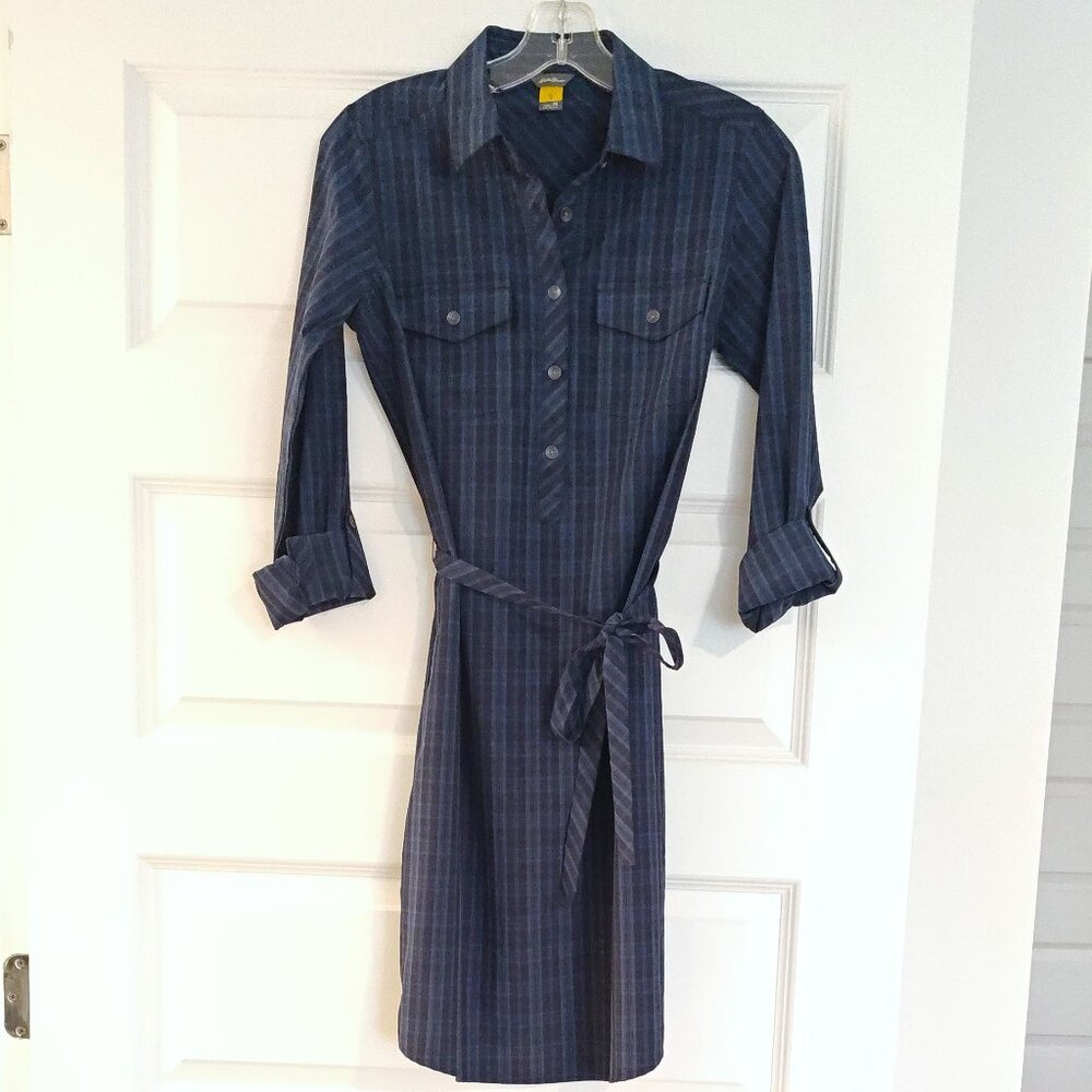 Eddie Bauer Blue Plaid Stretch Dress | Women’s XS | Long Sleeve